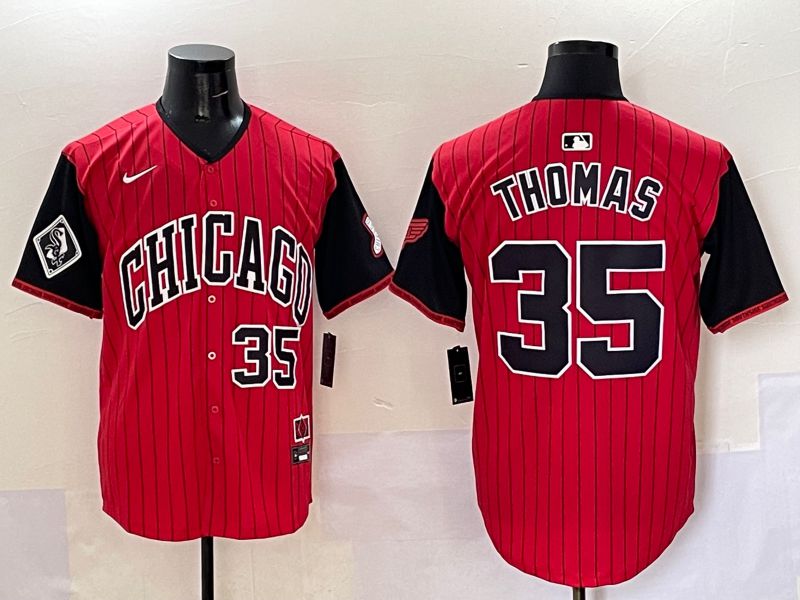 Men 2025 Chicago White Sox #35 Thomas Red Stripe Joint Name Nike MLB Jersey style 37->chicago white sox->MLB Jersey